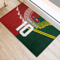 Custom Mate Ma'a Tonga and Australia Kangaroo Rubber Doormat Nation Seal with Mascot Aboriginal and Tongan Kupesi Ngatu Art