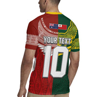 Custom Mate Ma'a Tonga and Australia Kangaroo Rugby Jersey Nation Seal with Mascot Aboriginal and Tongan Kupesi Ngatu Art