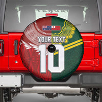 Custom Mate Ma'a Tonga and Australia Kangaroo Spare Tire Cover Nation Seal with Mascot Aboriginal and Tongan Kupesi Ngatu Art