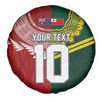 Custom Mate Ma'a Tonga and Australia Kangaroo Spare Tire Cover Nation Seal with Mascot Aboriginal and Tongan Kupesi Ngatu Art