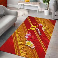 Rotuma Island Area Rug Fijian Tapa with Polynesian Art and Hibiscus