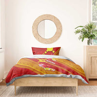 Rotuma Island Bedding Set Fijian Tapa with Polynesian Art and Hibiscus