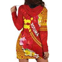 Rotuma Island Hoodie Dress Fijian Tapa with Polynesian Art and Hibiscus
