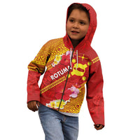 Rotuma Island Kid Hoodie Fijian Tapa with Polynesian Art and Hibiscus