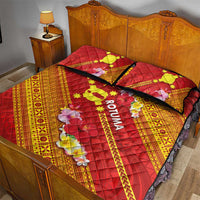 Rotuma Island Quilt Bed Set Fijian Tapa with Polynesian Art and Hibiscus
