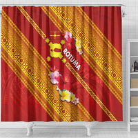 Rotuma Island Shower Curtain Fijian Tapa with Polynesian Art and Hibiscus