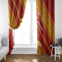 Rotuma Island Window Curtain Fijian Tapa with Polynesian Art and Hibiscus LT03 - Polynesian Pride