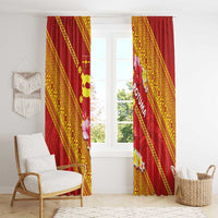 Rotuma Island Window Curtain Fijian Tapa with Polynesian Art and Hibiscus LT03 - Polynesian Pride