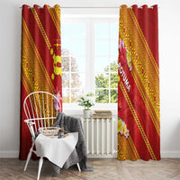 Rotuma Island Window Curtain Fijian Tapa with Polynesian Art and Hibiscus LT03 - Polynesian Pride