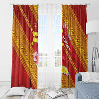 Rotuma Island Window Curtain Fijian Tapa with Polynesian Art and Hibiscus LT03 - Polynesian Pride