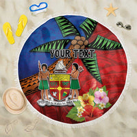 Personalised Fiji and Rotuma Together Beach Blanket Fjian Masi and Pacific Pattern Mix Culture