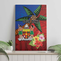 Personalised Fiji and Rotuma Together Canvas Wall Art Fjian Masi and Pacific Pattern Mix Culture