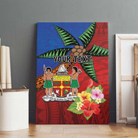 Personalised Fiji and Rotuma Together Canvas Wall Art Fjian Masi and Pacific Pattern Mix Culture