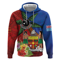 Personalised Fiji and Rotuma Together Hoodie Fjian Masi and Pacific Pattern Mix Culture