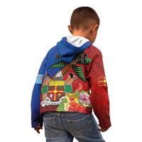 Personalised Fiji and Rotuma Together Kid Hoodie Fjian Masi and Pacific Pattern Mix Culture