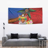 Personalised Fiji and Rotuma Together Tapestry Fjian Masi and Pacific Pattern Mix Culture