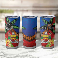 Personalised Fiji and Rotuma Together Tumbler Cup Fjian Masi and Pacific Pattern Mix Culture