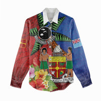 Personalised Fiji and Rotuma Together Women Casual Shirt Fjian Masi and Pacific Pattern Mix Culture