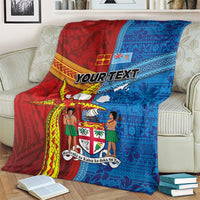 Personalised Fiji and Rotuma Together Blanket Tapa and Pacific Art Pattern with Cultural Emblems Half Style