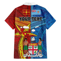 Personalised Fiji and Rotuma Together Family Matching Long Sleeve Bodycon Dress and Hawaiian Shirt Tapa and Pacific Art Pattern with Cultural Emblems Half Style