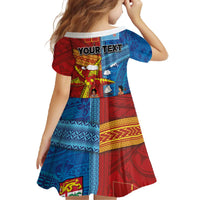 Personalised Fiji and Rotuma Together Family Matching Off The Shoulder Long Sleeve Dress and Hawaiian Shirt Tapa and Pacific Art Pattern with Cultural Emblems Half Style LT03 - Polynesian Pride