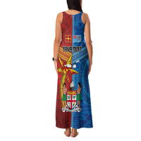Personalised Fiji and Rotuma Together Family Matching Tank Maxi Dress and Hawaiian Shirt Tapa and Pacific Art Pattern with Cultural Emblems Half Style