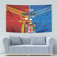 Personalised Fiji and Rotuma Together Tapestry Tapa and Pacific Art Pattern with Cultural Emblems Half Style