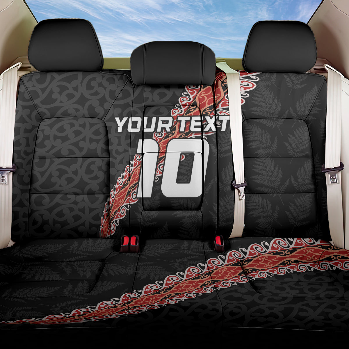 Custom New Zealand Rugby Back Car Seat Cover Maori and Silver Fern Half Style
