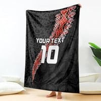Custom New Zealand Rugby Blanket Maori and Silver Fern Half Style