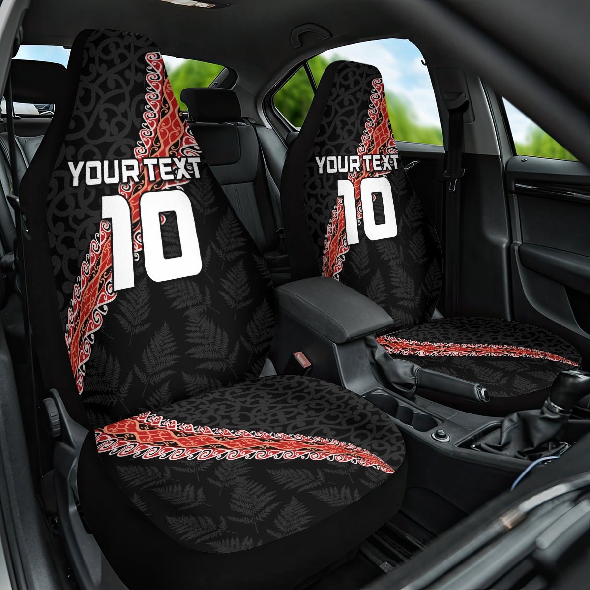 Custom New Zealand Rugby Car Seat Cover Maori and Silver Fern Half Style