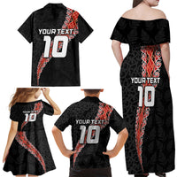 Custom New Zealand Rugby Family Matching Off Shoulder Maxi Dress and Hawaiian Shirt Maori and Silver Fern Half Style
