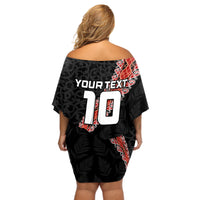 Custom New Zealand Rugby Off Shoulder Short Dress Maori and Silver Fern Half Style LT03 - Polynesian Pride