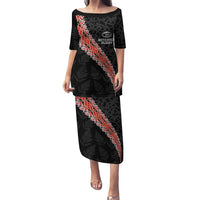 Custom New Zealand Rugby Puletasi Maori and Silver Fern Half Style LT03 Long Dress Black - Polynesian Pride