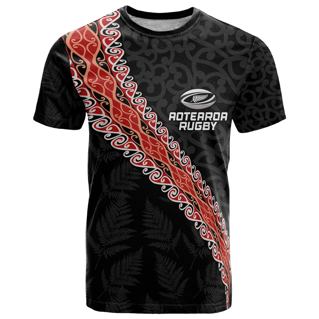 Custom New Zealand Rugby T Shirt Maori and Silver Fern Half Style