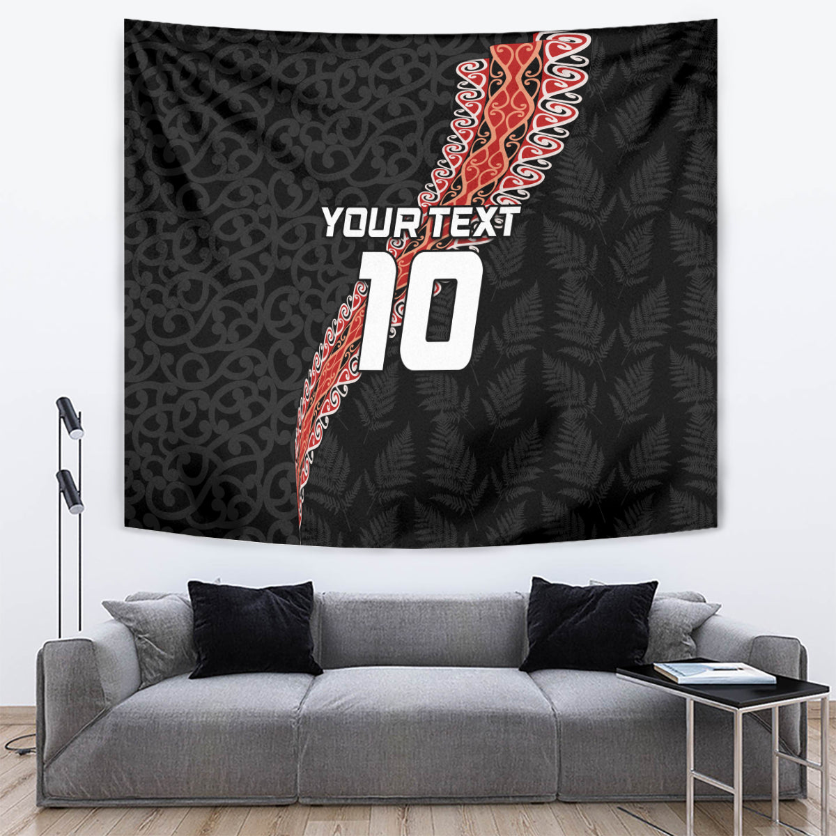 Custom New Zealand Rugby Tapestry Maori and Silver Fern Half Style