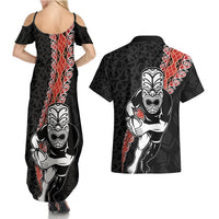 New Zealand Maori Warrior Rugby Couples Matching Summer Maxi Dress and Hawaiian Shirt Maori and Silver Fern Half Style LT03 - Polynesian Pride
