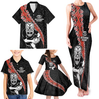 New Zealand Maori Warrior Rugby Family Matching Tank Maxi Dress and Hawaiian Shirt Maori and Silver Fern Half Style