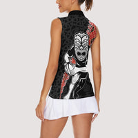 New Zealand Maori Warrior Rugby Women Sleeveless Polo Shirt Maori and Silver Fern Half Style