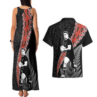 New Zealand Maori Rugby Player Couples Matching Tank Maxi Dress and Hawaiian Shirt Maori and Silver Fern Half Style