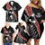 New Zealand Maori Rugby Player Family Matching Off Shoulder Short Dress and Hawaiian Shirt Maori and Silver Fern Half Style
