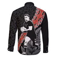 New Zealand Maori Rugby Player Family Matching Off Shoulder Short Dress and Hawaiian Shirt Maori and Silver Fern Half Style