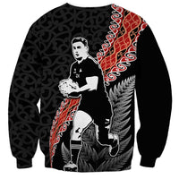 New Zealand Maori Rugby Player Sweatshirt Maori and Silver Fern Half Style