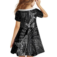 Hawaiian Monk Seal and Whale Family Matching Summer Maxi Dress and Hawaiian Shirt Kakau Tribal Pattern Grayscale LT03 - Polynesian Pride