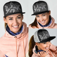 Hawaiian Monk Seal and Whale Mesh Trucker Cap Kakau Tribal Pattern Grayscale LT03 - Polynesian Pride