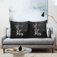 Hawaiian Monk Seal and Whale Pillow Cover Kakau Tribal Pattern Grayscale LT03 - Polynesian Pride
