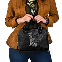 Hawaiian Monk Seal and Whale Shoulder Handbag Kakau Tribal Pattern Grayscale LT03 - Polynesian Pride