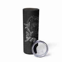 Hawaiian Monk Seal and Whale Skinny Tumbler Kakau Tribal Pattern Grayscale LT03 - Polynesian Pride