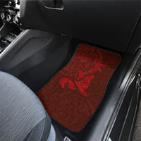 Hawaiian Monk Seal and Whale Car Mats Kakau Tribal Pattern Red Color LT03 - Polynesian Pride