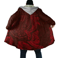 Hawaiian Monk Seal and Whale Cloak Kakau Tribal Pattern Red Color LT03 - Polynesian Pride