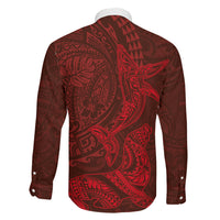 Hawaiian Monk Seal and Whale Family Matching Tank Maxi Dress and Hawaiian Shirt Kakau Tribal Pattern Red Color LT03 - Polynesian Pride
